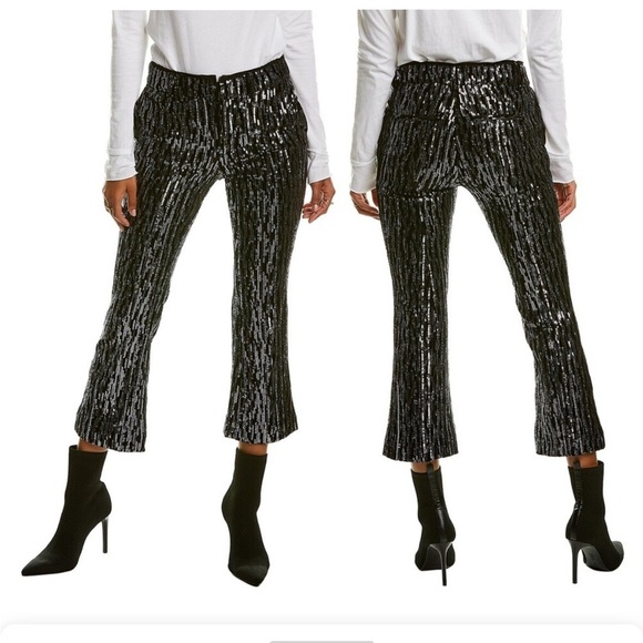 Zadig and Voltaire Polis Velours Pant Velour Black Silver Sparkle Sz 38 US M NEW - Picture 1 of 14